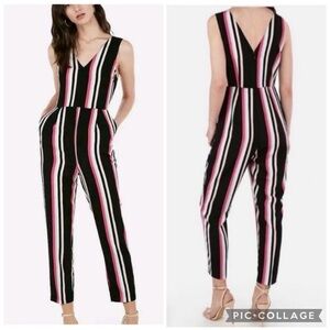 Express Sleeveless Striped Jumpsuit